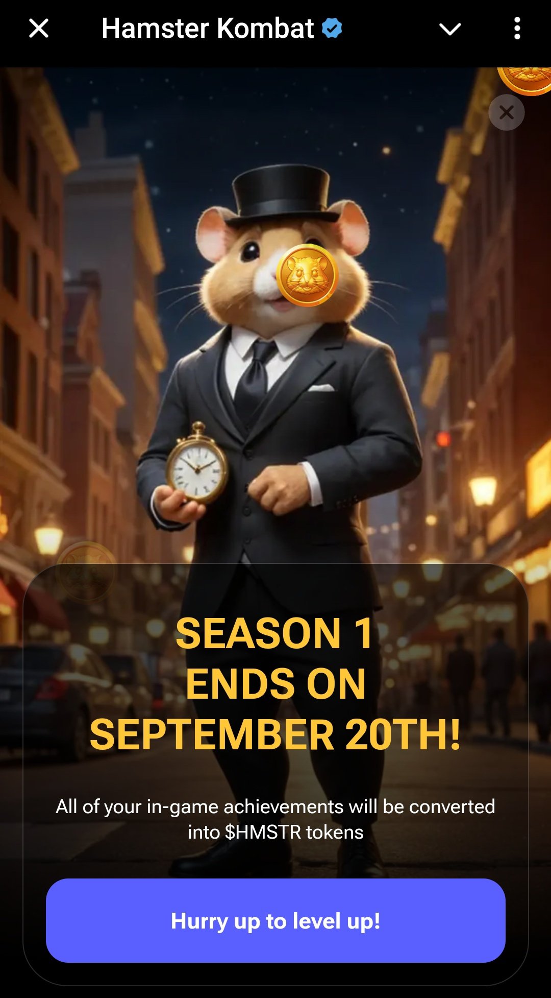 Hamster kombat season 1 eindigt 20 sept